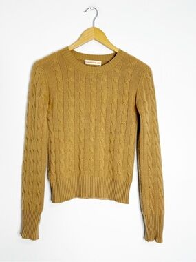 &Daughter 100% Cashmere Cable Knit Sweater XS Camel Scotland